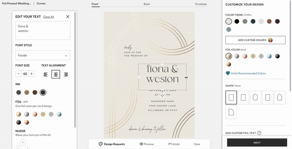 How do I resize the text boxes on my design?